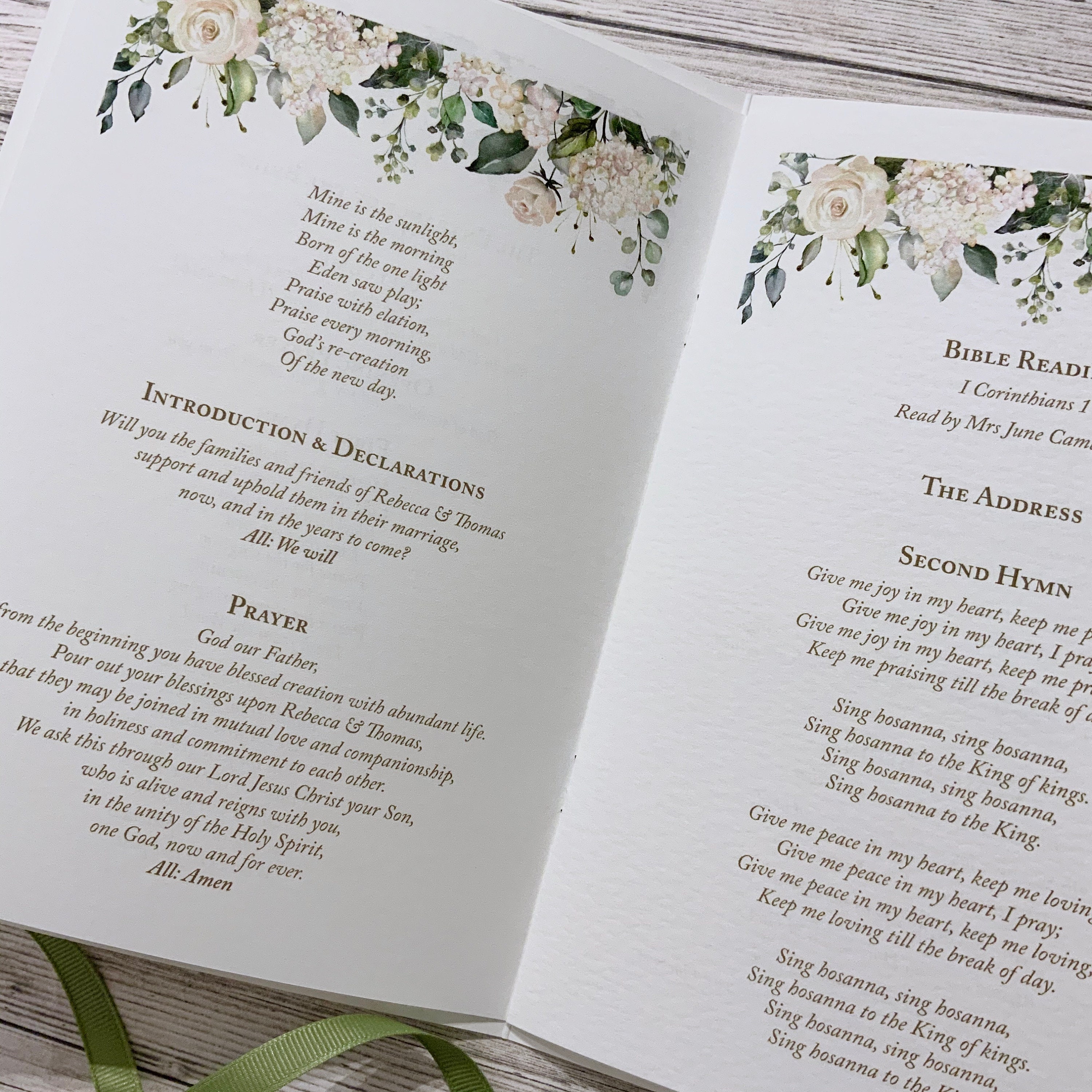 Wedding Ceremony Order of Service Booklet Church or Civil | Etsy