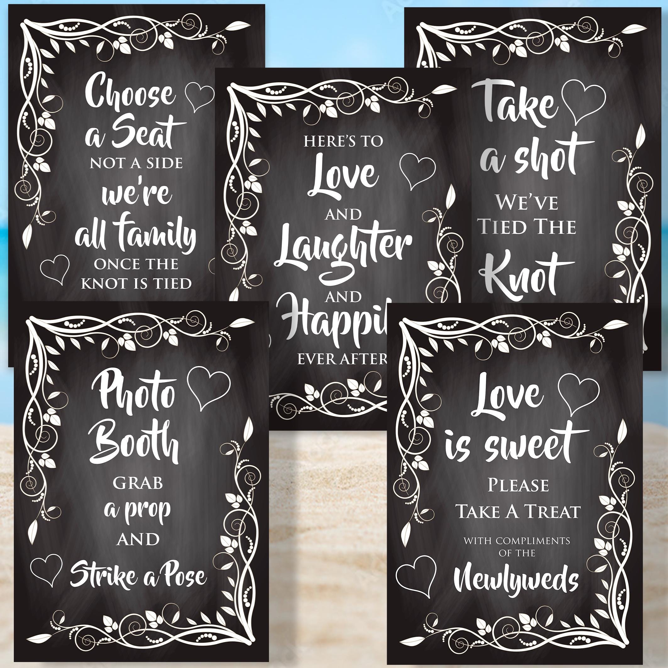 CHALKBOARD Wedding SIGNS | Here's to Love Laughter, Love is Sweet, Choose a Seat, Take a Shot, Photo Booth CHALKBOARD Wedding SIGNS | Here's to Love Laughter, Love is Sweet, Choose a Seat, Take a Shot, Photo Booth