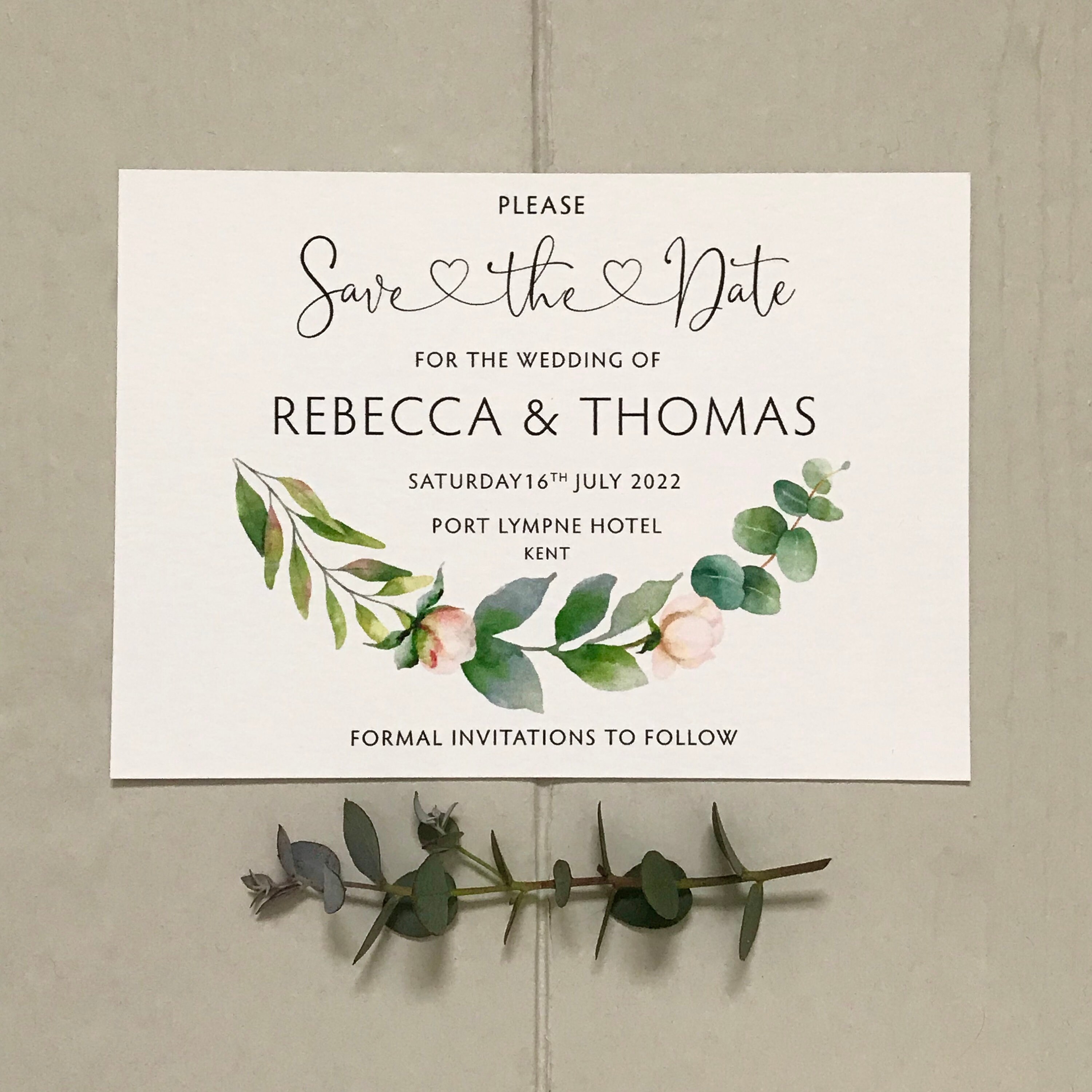 Wedding Save The Date Cards Eucalyptus Greenery Design Textured Card And Envelopes Save The Day Free Delivery