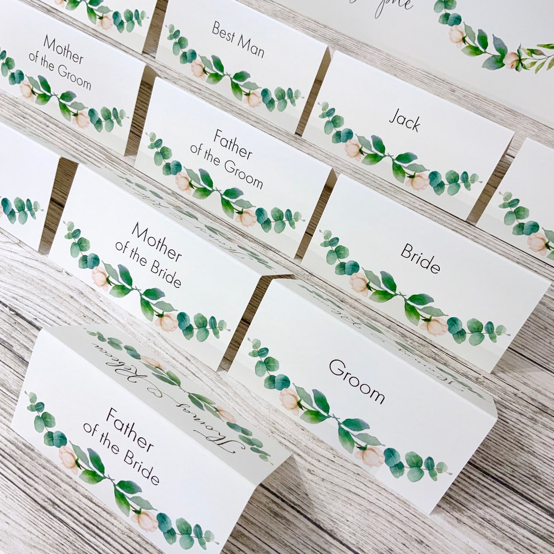 WEDDING place cards PERSONALISED with guest name Menu choice Etsy