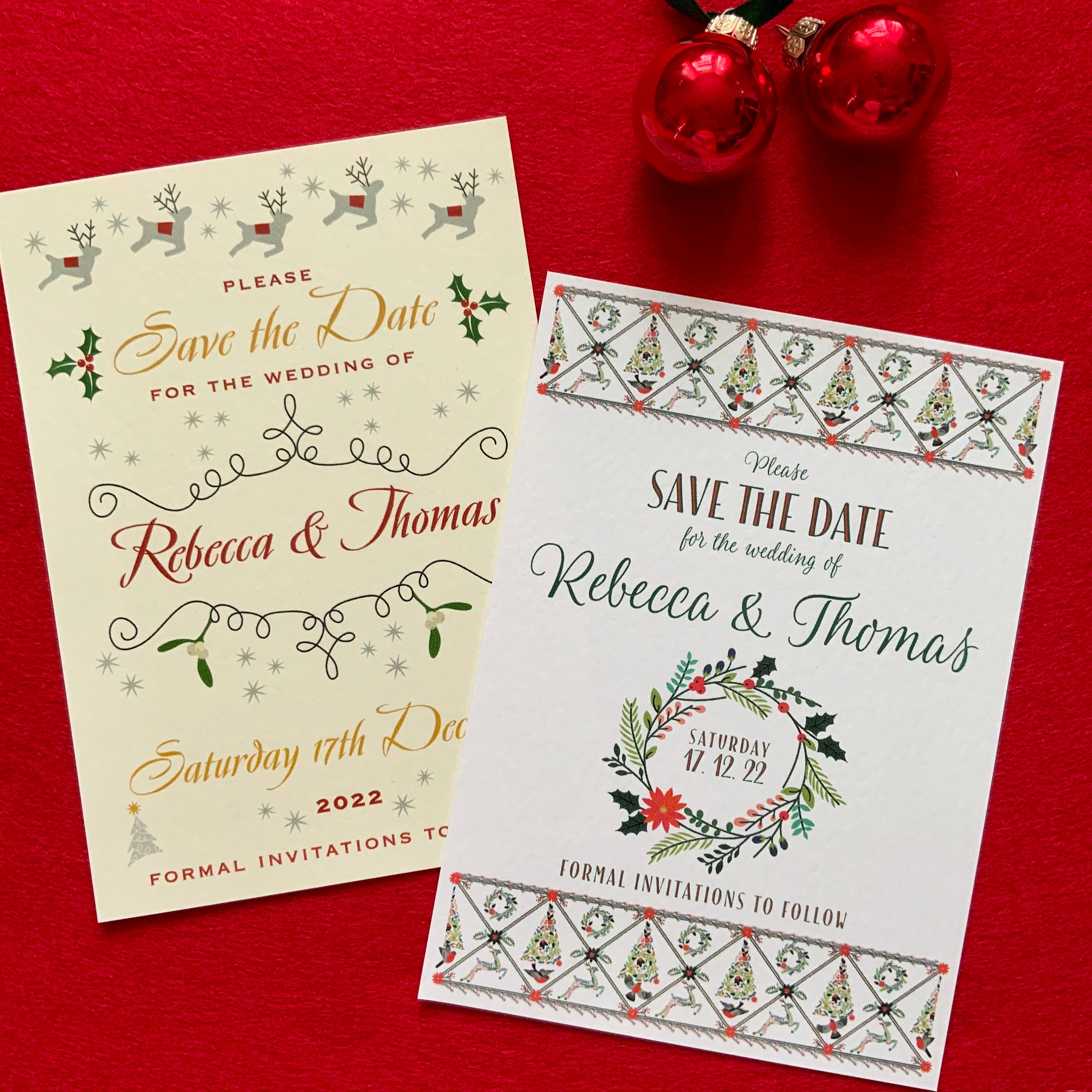 SAVE the DATE cards | Winter & Christmas Wedding | Printed on Ivory or ...