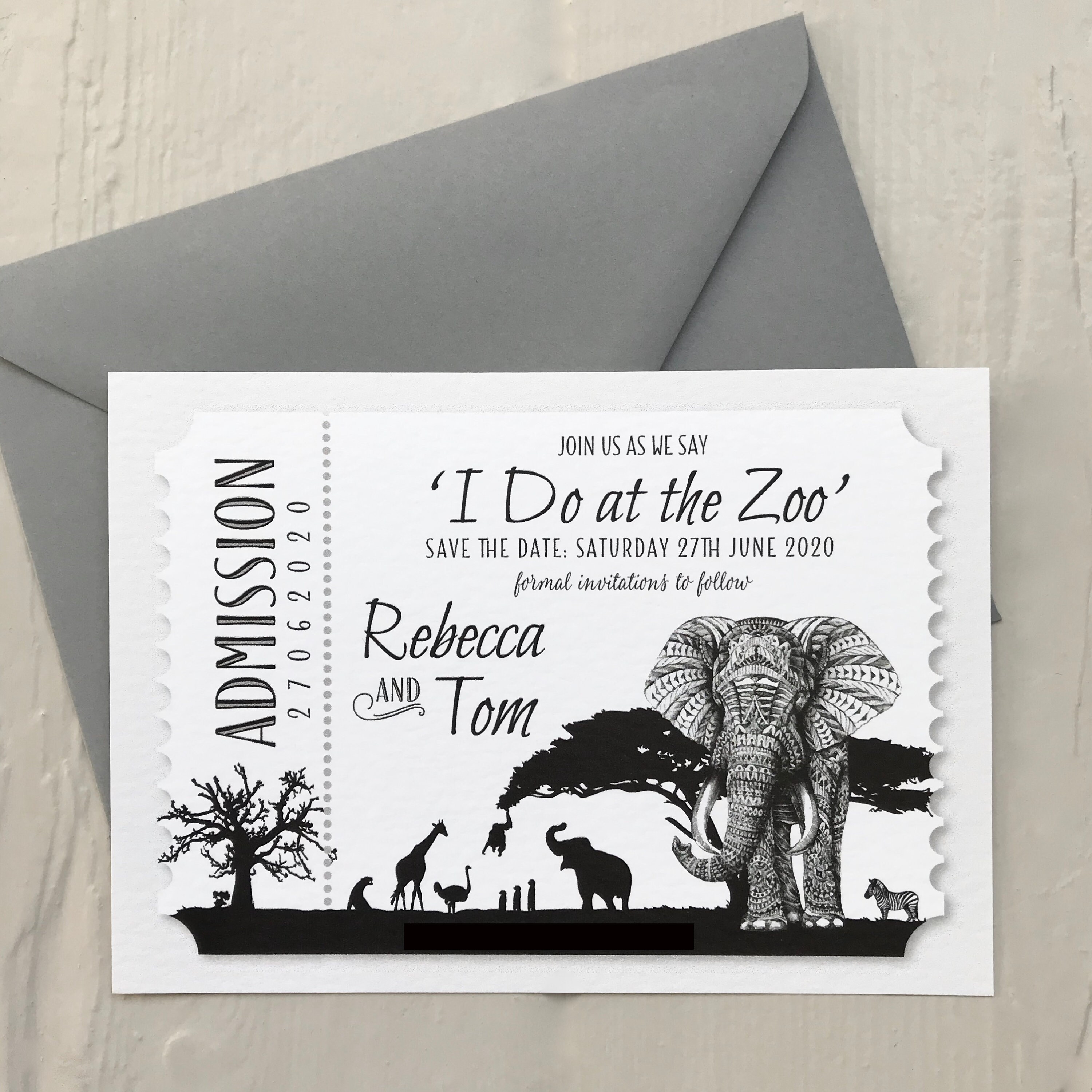 safari wedding save the date cards african animals zoo