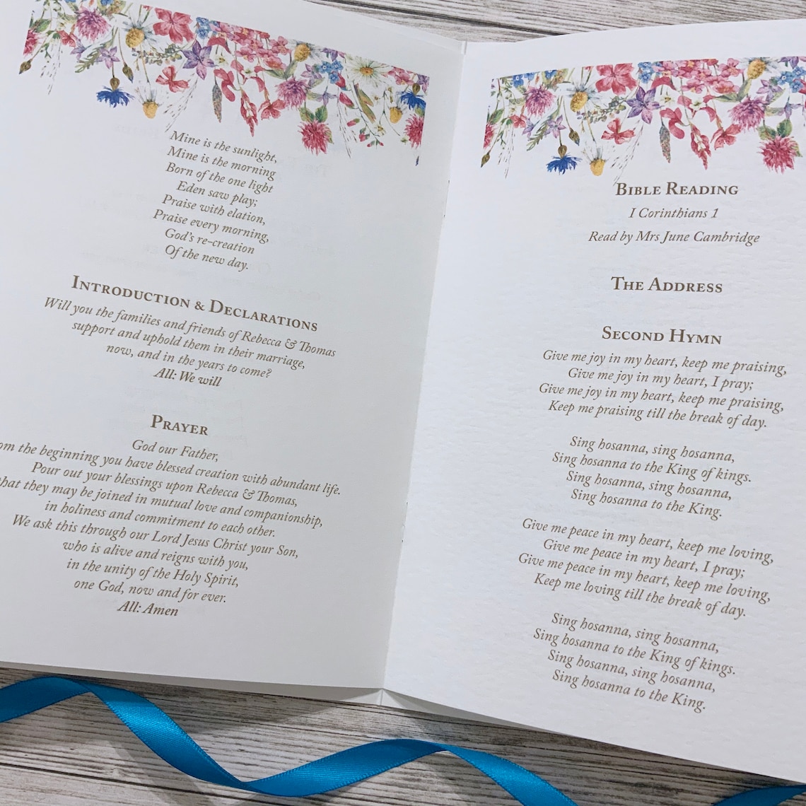 Wedding Ceremony Order of Service Booklet Church or Civil - Etsy UK