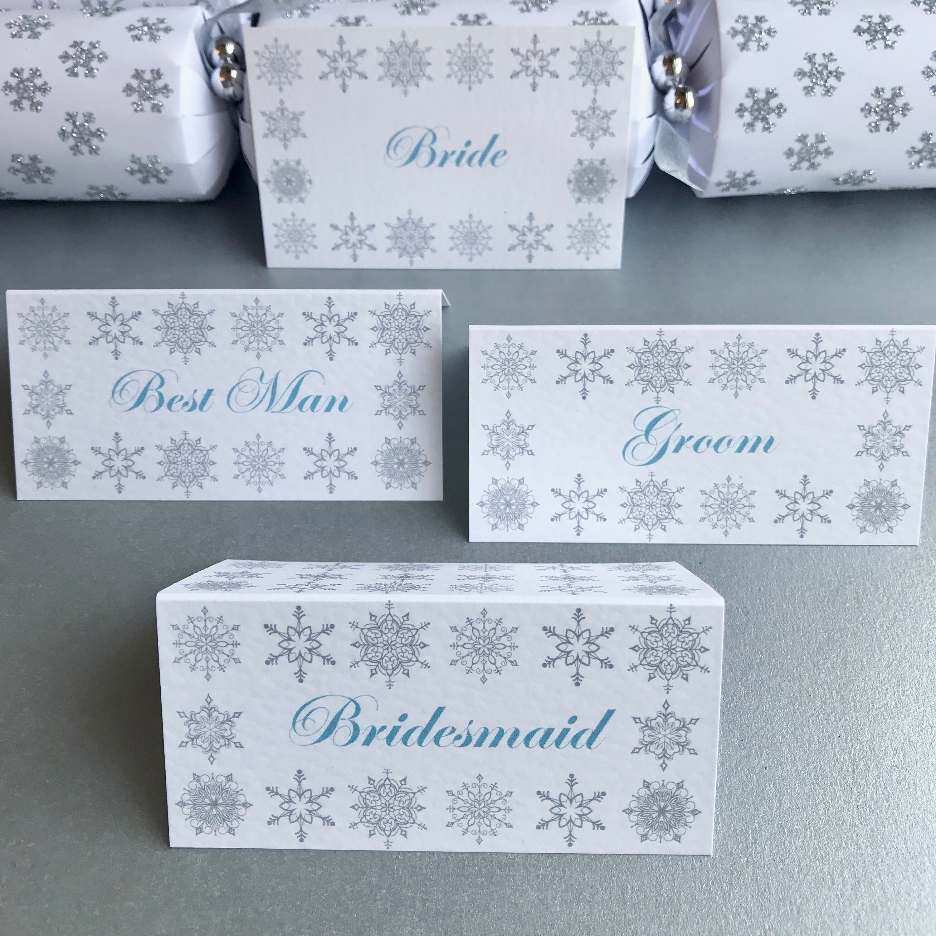 Snowflakes Winter Wedding Reception Ice Blue Silver Guest