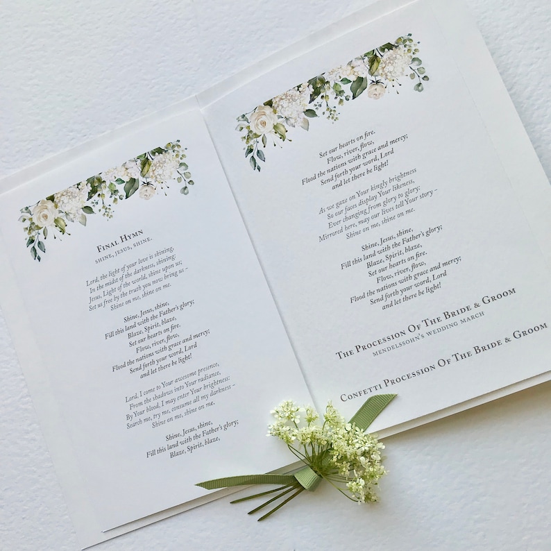 Wedding Ceremony Order of Service Booklet Church or Civil | Etsy