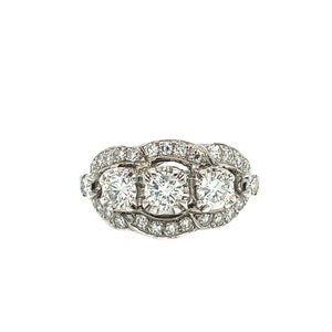Vintage Three Stone Diamond Ring in 14K White Gold