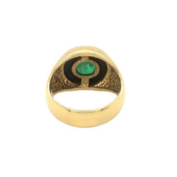 Vintage Emerald and Onyx Men's Ring 18K Yellow Go… - image 4