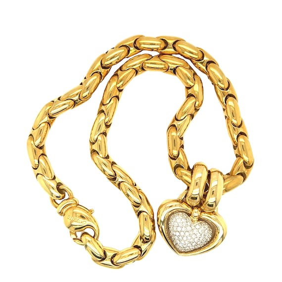 Chimento Heart Pendant Link Chain Necklace 18k Yellow Gold - Etsy