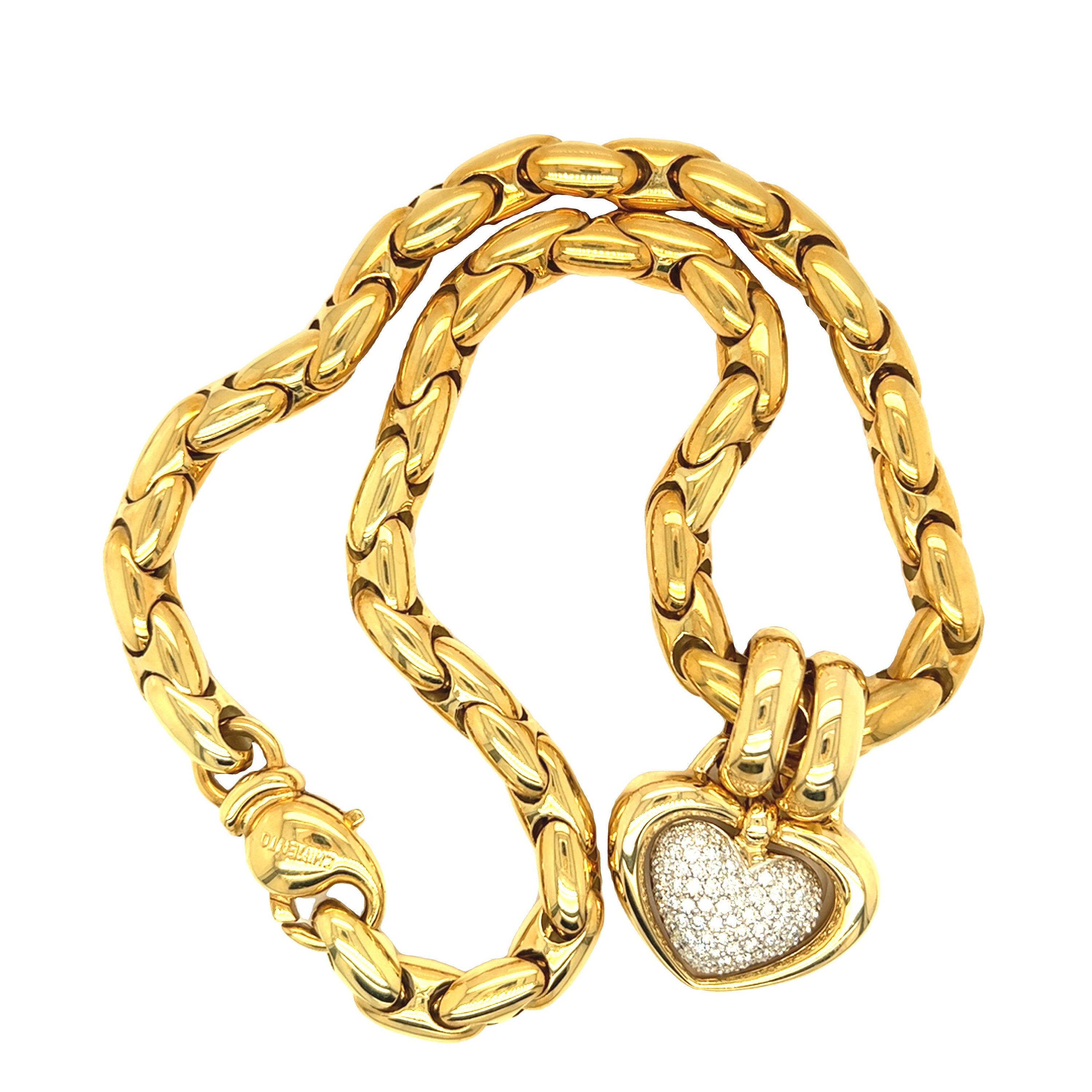Chimento Heart Pendant Link Chain Necklace 18k Yellow Gold Chimento Heart Pendant Link Chain Necklace 18k Yellow Gold