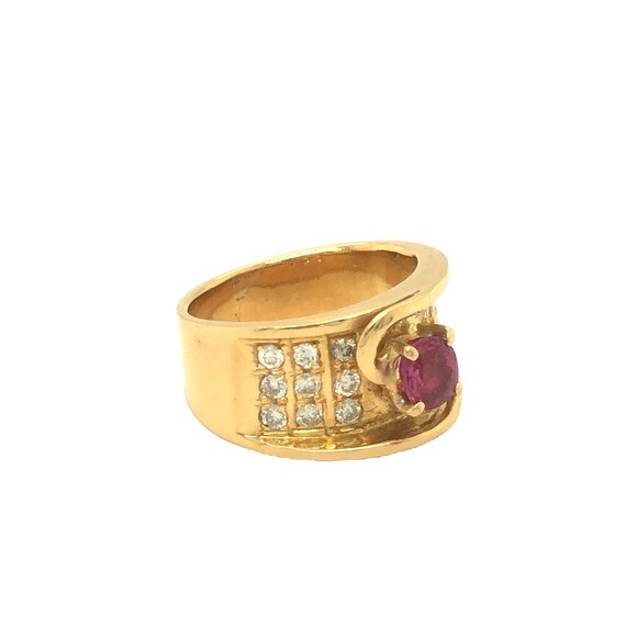 Retro Oval Shaped Ruby and Round Diamond Wide Cig… - image 6