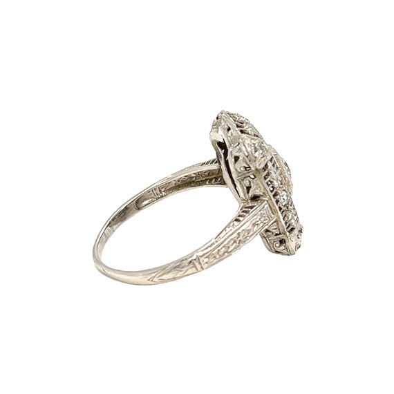 Edwardian Era Diamond Ring 18K White Gold - image 6