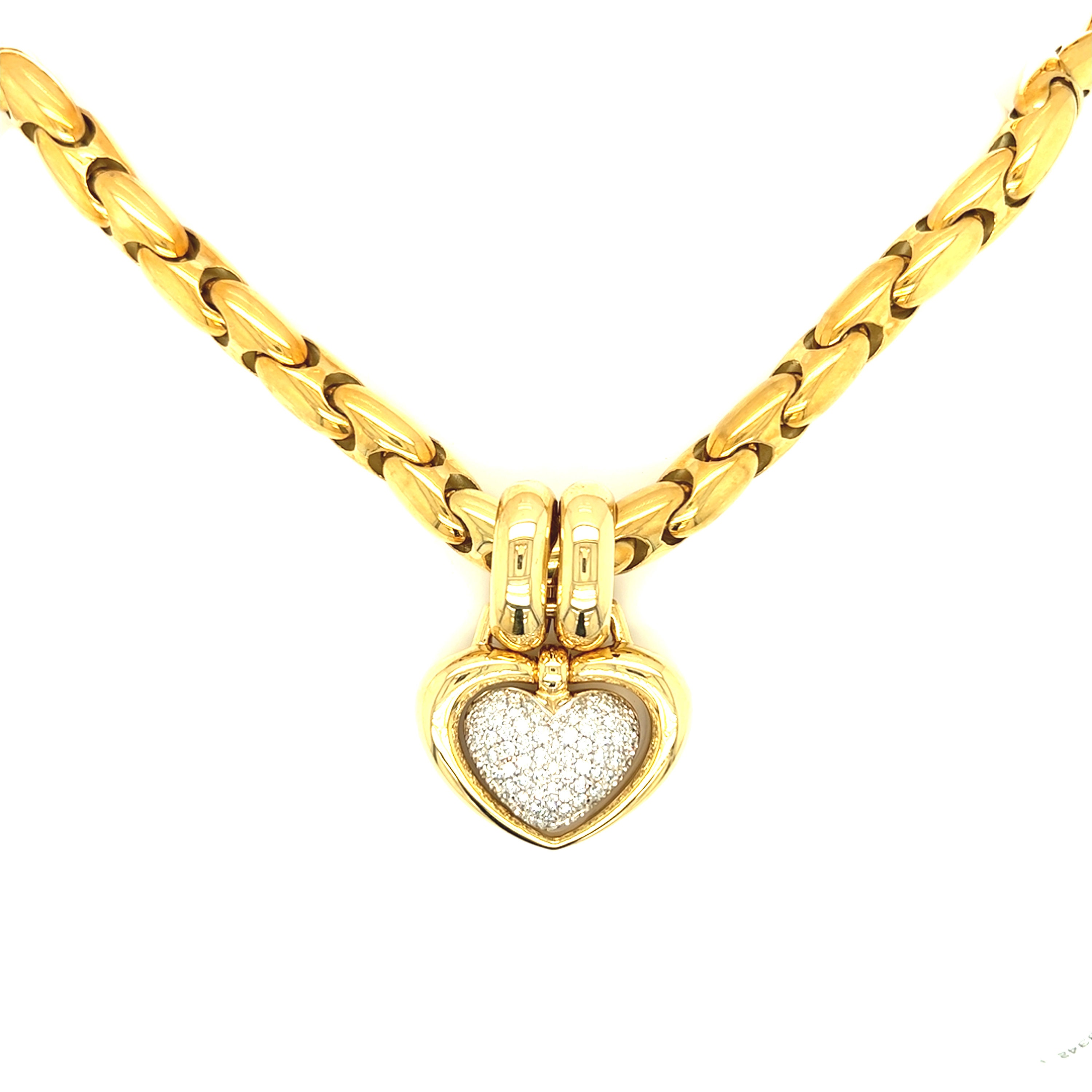 Chimento Heart Pendant Link Chain Necklace 18k Yellow Gold Chimento Heart Pendant Link Chain Necklace 18k Yellow Gold