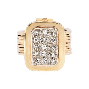 14K Karat Yellow Gold and Diamond Convertible Ring Bracelet