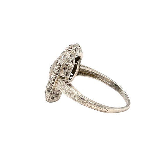 Edwardian Era Diamond Ring 18K White Gold - image 4