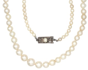 Vintage MIKIMOTO Pearl Necklace Sterling Silver Clasp Cultured