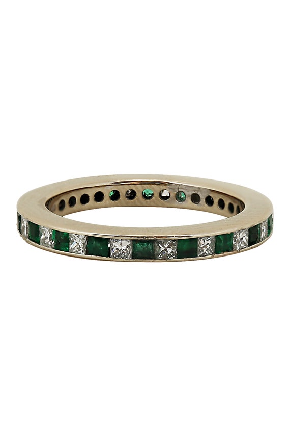 Princess Cut Emerald and Diamond Eternity Ring