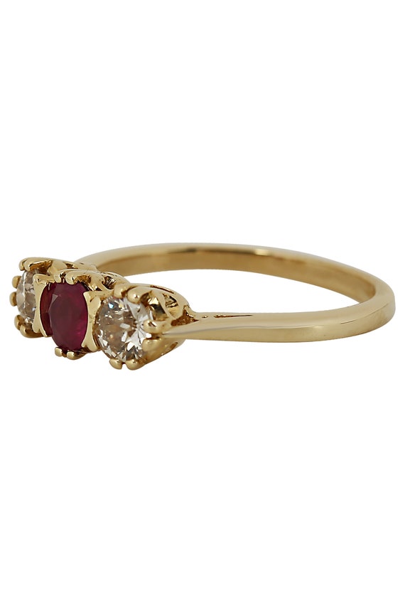 Vintage Diamond and Ruby Three Stone Ring - image 2