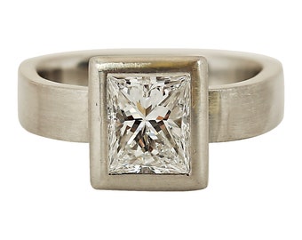 Princess Cut Diamond Modern Platinum Ring