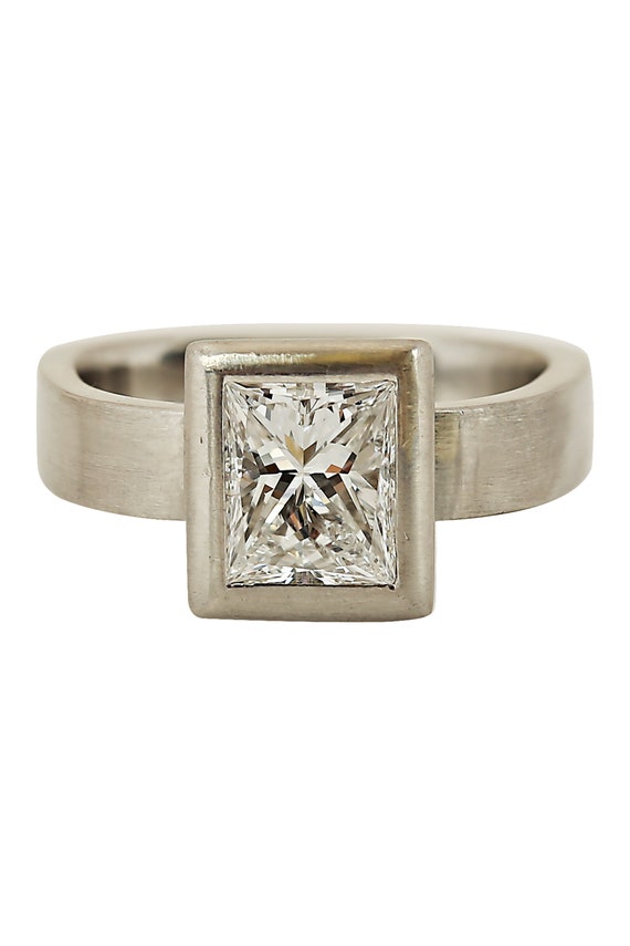 Princess Cut Diamond Modern Platinum Ring