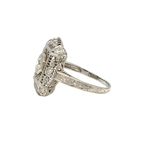 Edwardian Era Diamond Ring 18K White Gold - image 3