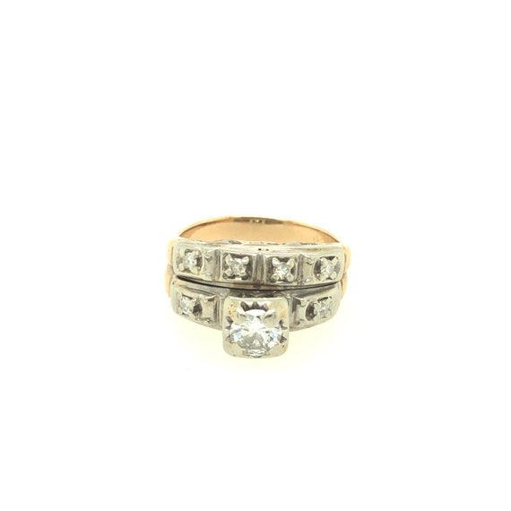 Vintage Diamond Engagement Ring and Band 14k Gold - image 4