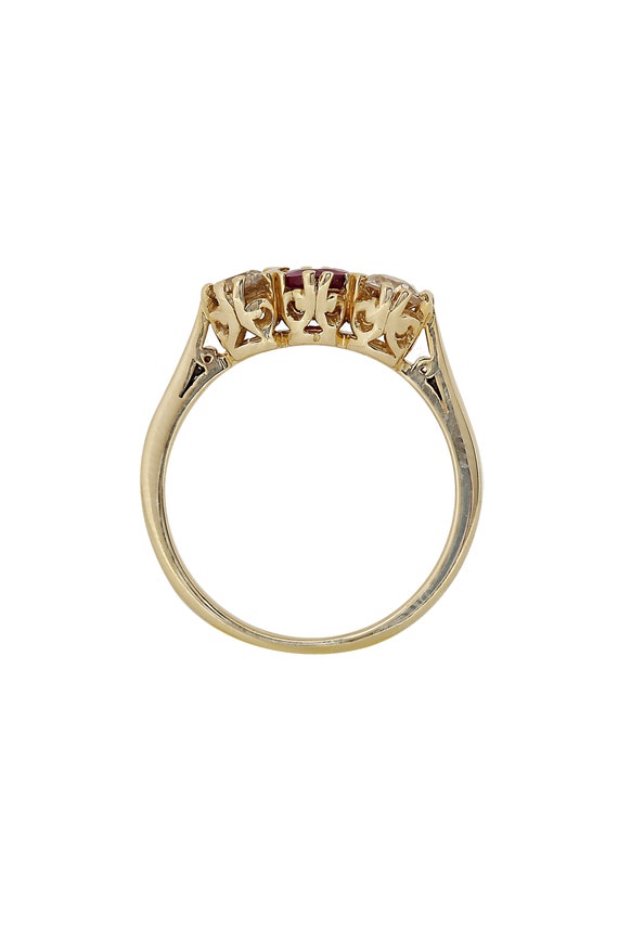 Vintage Diamond and Ruby Three Stone Ring - image 3
