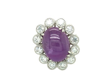 Edelsteine sind für immer GIA-zertifizierter 16,33 Pink Purple Star Saphir und Diamant Ring