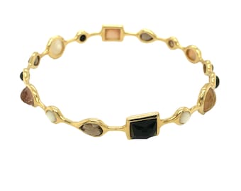 Ippolita Rock Candy Mother of Pearl and Multi Gemstones Bangle Bracelet 18K Yellow Gold