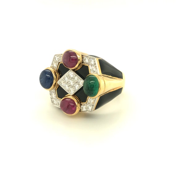 David Webb Black Enamel Ruby Emerald Sapphire Dia… - image 4