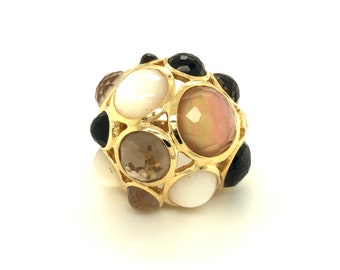 Ippolita Rock Candy Mother of Pearl and Multi Stones Dome Ring 18K Yellow Gold