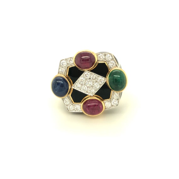 David Webb Black Enamel Ruby Emerald Sapphire Dia… - image 8
