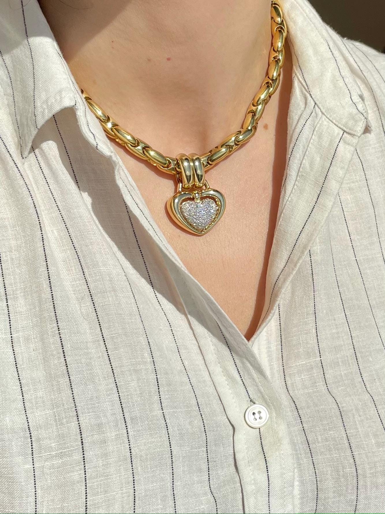 Chimento Heart Pendant Link Chain Necklace 18k Yellow Gold Chimento Heart Pendant Link Chain Necklace 18k Yellow Gold