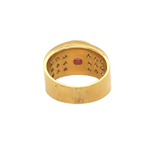 Retro Oval Shaped Ruby and Round Diamond Wide Cig… - image 4