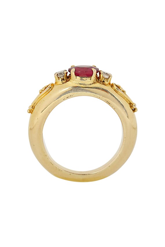 Oval Ruby and Diamond Gold Ring - image 3