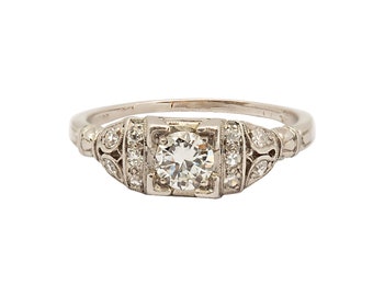 Edwardian Era Diamond Engagement Platinum Ring