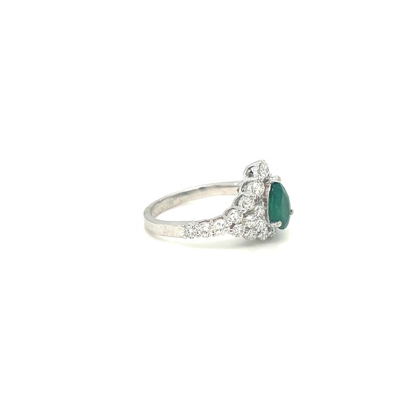 Pear Shaped Emerald and Diamond Cluster Ring 18k … - image 6