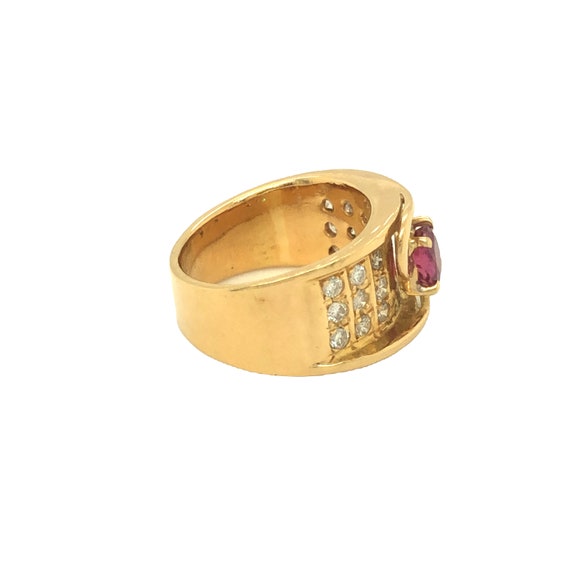 Retro Oval Shaped Ruby and Round Diamond Wide Cig… - image 5
