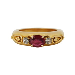 Oval Ruby and Diamond Gold Ring