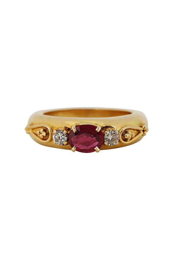 Oval Ruby and Diamond Gold Ring