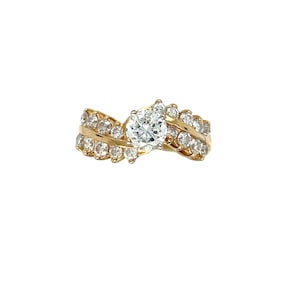 Bypass Diamond Engagement Ring in 14K Yellow Gold