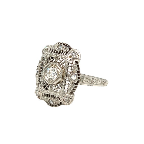 Edwardian Era Diamond Ring 18K White Gold - image 2