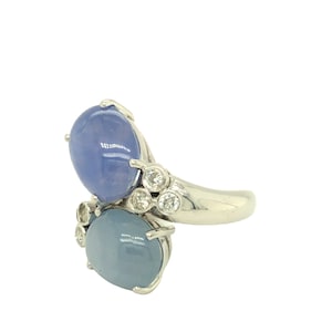 Star Sapphire Bypass Ring 18k Oro Blanco