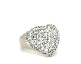 Chopard Love Heart Shaped Bombé Diamonds 18k White Gold Cocktail Ring