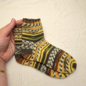 Yellow striped  wool knit socks for Toddler, 4 yr