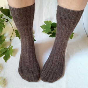 Hand knit wool socks. Thick wool bed socks. Hand knit wool socks for women & men