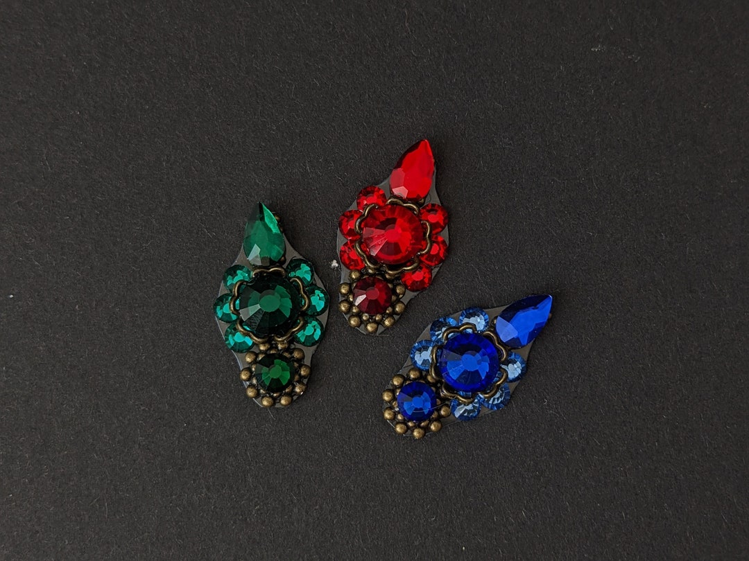 Tribal Fusion Bindi Bronze Blue Crystal Bindi Green Crystal Bindi