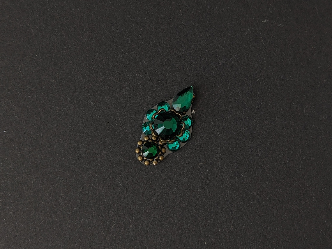 Tribal Fusion Bindi Bronze Blue Crystal Bindi Green Crystal Bindi