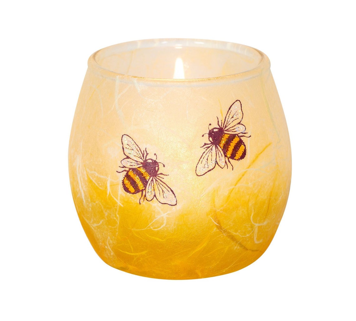 Cute bee candle holder hand painted bees set on a honey Etsy