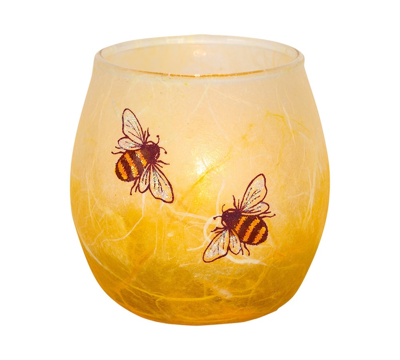 Cute bee candle holder hand painted bees set on a honey Etsy