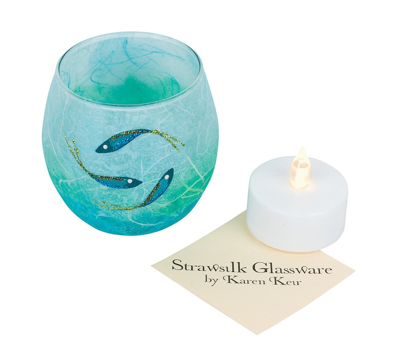 Blue Fish candle holder hand painted fish on aqua and Etsy